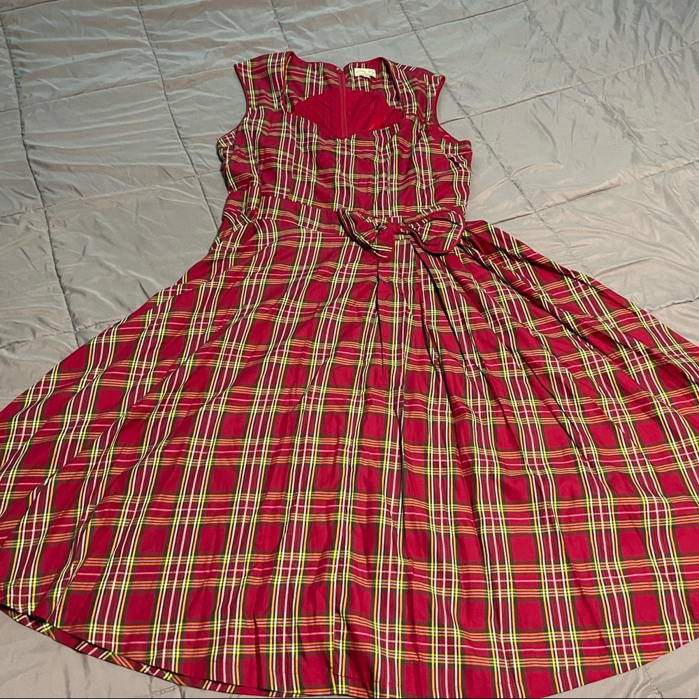 Dark red plaid retro type dress US size 4X by Lindy Bop